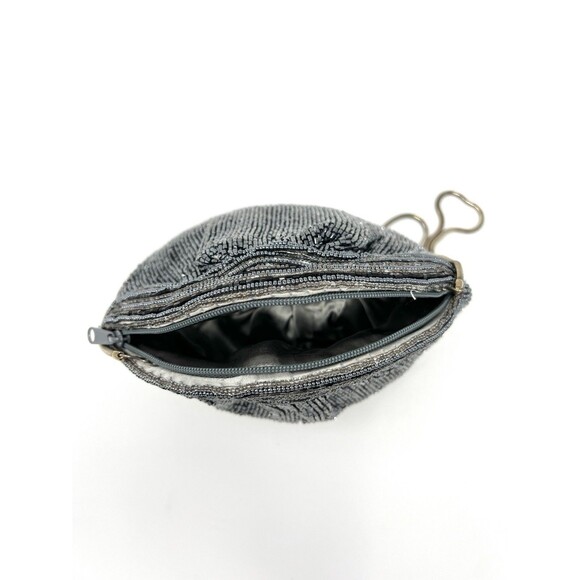 Vintage Neiman Marcus Beaded Clamshell Purse Satin Evening Bag 20s Gatsby Party - Picture 2 of 15